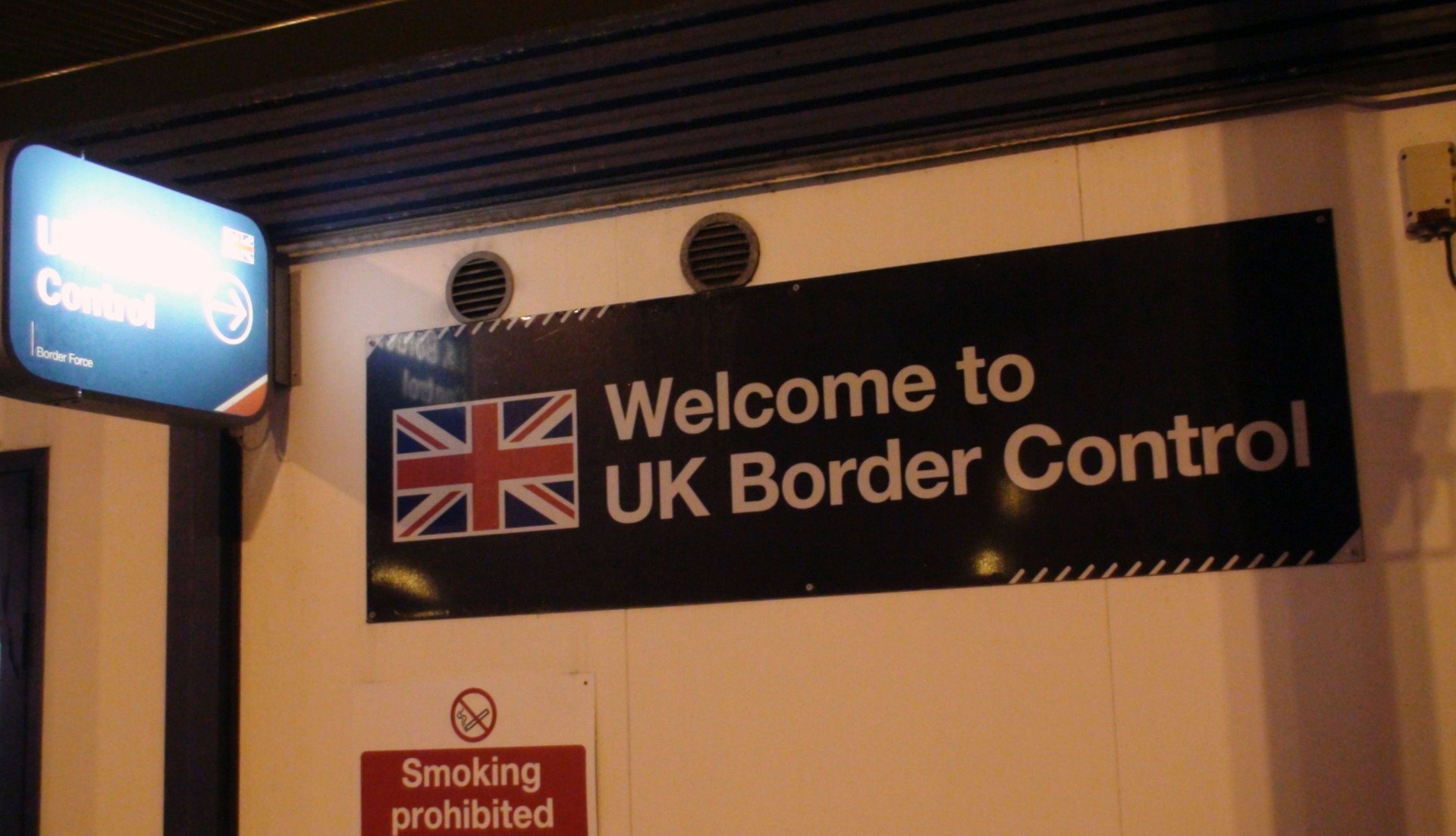 British Border Control Sign